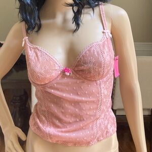 Vintage Betsey Johnson Lace Lingerie Top - baby pink